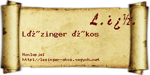 Lézinger Ákos névjegykártya